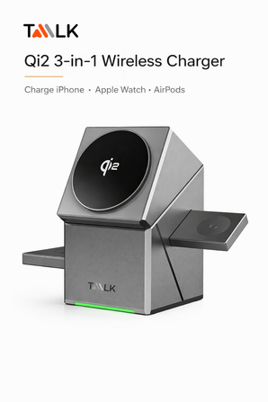 Qi2 3-in-1 Wireless Charging Cube – 15W Fast Magnetic Charger with Auto-Rotation for iPhone, Apple Watch & AirPods