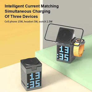 Smart Gadgets Customizable Pixel Animation 15W 6 in 1 Foldable Magnetic Wireless Charger Phone Stand